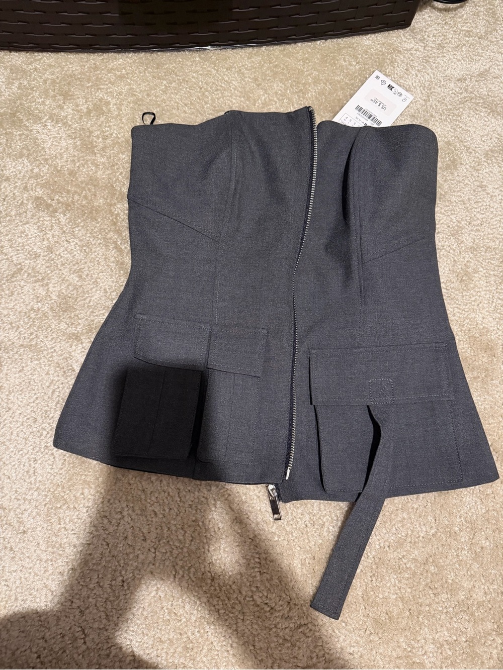 NWT Zara zip up strapless top